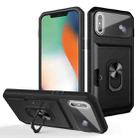 Card Ring Holder PC + TPU Phone Case For iPhone X / XS(Black) - 1
