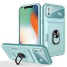 Card Ring Holder PC + TPU Phone Case For iPhone X / XS(Light Green) - 1