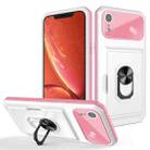 Card Ring Holder PC + TPU Phone Case For iPhone XR(White+Pink) - 1