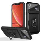 Card Ring Holder PC + TPU Phone Case For iPhone XR(Black) - 1