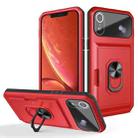 Card Ring Holder PC + TPU Phone Case For iPhone XR(Red+Black) - 1