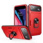 Card Ring Holder PC + TPU Phone Case For iPhone SE 2022 / SE 2020 / 8 / 7(Red+Black) - 1
