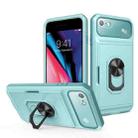 Card Ring Holder PC + TPU Phone Case For iPhone SE 2022 / SE 2020 / 8 / 7(Light Green) - 1