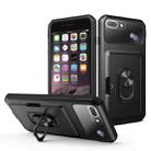 Card Ring Holder PC + TPU Phone Case For iPhone 8 Plus / 7 Plus(Black) - 1