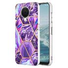 For Nokia G20 / G10 Electroplating IMD Splicing Marble TPU Phone Case(Dark Purple) - 1