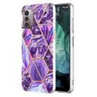 For Nokia G21 / G11 Electroplating IMD Splicing Marble TPU Phone Case(Dark Purple) - 1