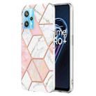 For OPPO Realme 9 Pro+ 5G Electroplating IMD Splicing Marble TPU Phone Case(Pink White) - 1