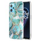 For OPPO Realme 9 Pro+ 5G Electroplating IMD Splicing Marble TPU Phone Case(Blue) - 1