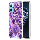 For OPPO Realme 9 Pro 5G Electroplating IMD Splicing Marble TPU Phone Case(Dark Purple) - 1