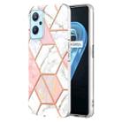 For OPPO Realme 9i / A36 / A96 4G Electroplating IMD Splicing Marble TPU Phone Case(Pink White) - 1