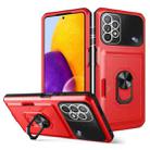 For Samsung Galaxy A32 5G Card Ring Holder PC + TPU Phone Case(Red+Black) - 1