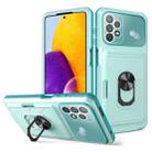 For Samsung Galaxy A52 4G / 5G Card Ring Holder PC + TPU Phone Case(Light Green) - 1