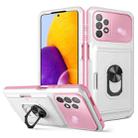 For Samsung Galaxy A72 4G / 5G Card Ring Holder PC + TPU Phone Case(White+Pink) - 1