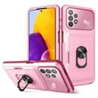 For Samsung Galaxy A73 5G Card Ring Holder PC + TPU Phone Case(Pink+Wine Red) - 1