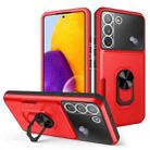 For Samsung Galaxy S22 5G Card Ring Holder PC + TPU Phone Case(Red+Black) - 1