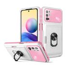 For Xiaomi Redmi Note 10 5G Card Ring Holder PC + TPU Phone Case(White+Pink) - 1