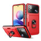 For Xiaomi Redmi Note 10 5G Card Ring Holder PC + TPU Phone Case(Red+Black) - 1