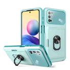 For Xiaomi Redmi Note 10 5G Card Ring Holder PC + TPU Phone Case(Light Green) - 1