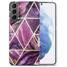 For Samsung Galaxy S21+ 5G Electroplating IMD Marble TPU Phone Case(Purple) - 1