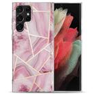 For Samsung Galaxy S22 Ultra 5G Electroplating IMD Marble TPU Phone Case(Rose Red) - 1