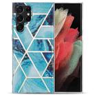 For Samsung Galaxy S22 Ultra 5G Electroplating IMD Marble TPU Phone Case(Blue) - 1