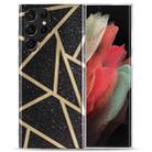 For Samsung Galaxy S21 Ultra 5G Electroplating IMD Marble TPU Phone Case(Black) - 1