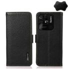 For Xiaomi Redmi 10C KHAZNEH Side-Magnetic Litchi Genuine Leather RFID Phone Case(Black) - 1