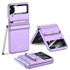 For Samsung Galaxy Z Flip3 5G GKK Magnetic Full Coverage Phone Flip Case with Pen(Purple) - 1