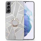 For Samsung Galaxy S22 5G Electroplating IMD Marble TPU Phone Case with Ring(Grey) - 1