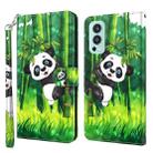 For OnePlus Nord 2 5G 3D Painting Pattern TPU + PU Leather Phone Case(Panda Climbing Bamboo) - 1