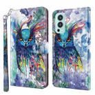 For OnePlus Nord 2 5G 3D Painting Pattern TPU + PU Leather Phone Case(Watercolor Owl) - 1