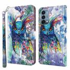 For OnePlus Nord N200 5G 3D Painting Pattern TPU + PU Leather Phone Case(Watercolor Owl) - 1