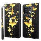 For OnePlus 10 Pro 3D Painting Pattern TPU + PU Leather Phone Case(Gold Butterfly) - 1