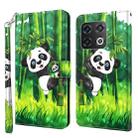 For OnePlus 10 Pro 3D Painting Pattern TPU + PU Leather Phone Case(Panda Climbing Bamboo) - 1