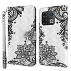 For OnePlus 10 Pro 3D Painting Pattern TPU + PU Leather Phone Case(Diagonal Black Flower) - 1