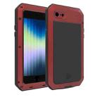 For iPhone SE 2022 / SE 2020 / 8 / 7 Triple-proof Silicone Zinc Alloy Case(Red) - 1