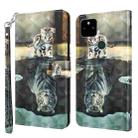 For Google Pixel 5a 5G 3D Painting Pattern TPU + PU Leather Phone Case(Cat Tiger) - 1