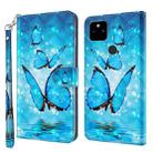 For Google Pixel 5a 5G 3D Painting Pattern TPU + PU Leather Phone Case(Three Butterflies) - 1