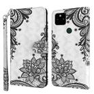For Google Pixel 5a 5G 3D Painting Pattern TPU + PU Leather Phone Case(Diagonal Black Flower) - 1