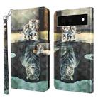 For Google Pixel 6 3D Painting Pattern TPU + PU Leather Phone Case(Cat Tiger) - 1