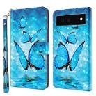 For Google Pixel 6 3D Painting Pattern TPU + PU Leather Phone Case(Three Butterflies) - 1