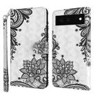 For Google Pixel 6 3D Painting Pattern TPU + PU Leather Phone Case(Diagonal Black Flower) - 1