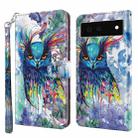 For Google Pixel 6 3D Painting Pattern TPU + PU Leather Phone Case(Watercolor Owl) - 1