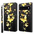 For Google Pixel 6 Pro 3D Painting Pattern TPU + PU Leather Phone Case(Gold Butterfly) - 1