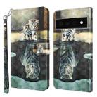 For Google Pixel 6 Pro 3D Painting Pattern TPU + PU Leather Phone Case(Cat Tiger) - 1