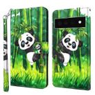 For Google Pixel 6 Pro 3D Painting Pattern TPU + PU Leather Phone Case(Panda Climbing Bamboo) - 1