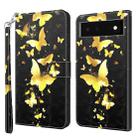 For Google Pixel 7 5G 3D Painting Pattern TPU + PU Leather Phone Case(Gold Butterfly) - 1