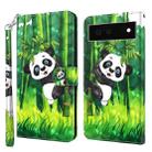 For Google Pixel 7 5G 3D Painting Pattern TPU + PU Leather Phone Case(Panda Climbing Bamboo) - 1