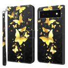 For Google Pixel 7 Pro 5G 3D Painting Pattern TPU + PU Leather Phone Case(Gold Butterfly) - 1