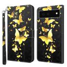 For Google Pixel 6a 3D Painting Pattern TPU + PU Leather Phone Case(Gold Butterfly) - 1
